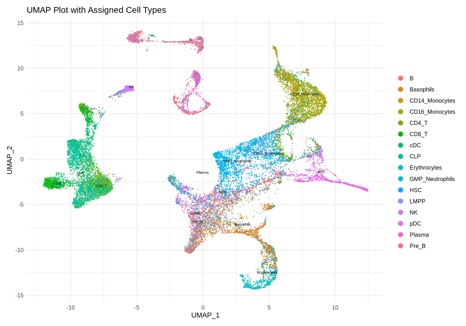 UMAP colored by manually assigned cell type